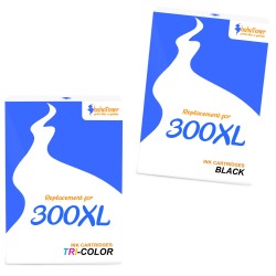 Cartouche d'encre équivalent à HP Multipack 300XL Pack de 2 Noir + Couleur