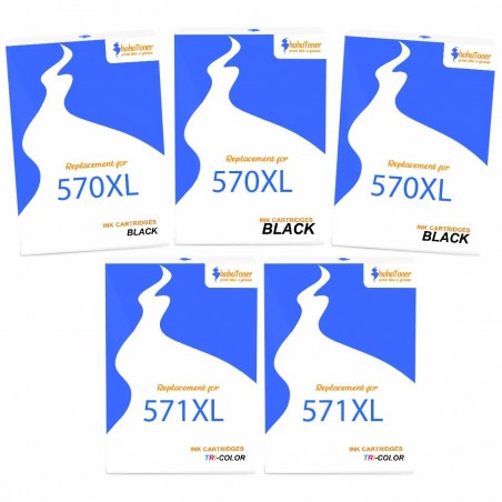 Pack de 5 cartouches compatibles PGI-570XL CLI-571XL Canon 1 X 570xl, 1 X 571xl noir, 1 X 571xl cyan, 1 X 571xl magenta, 1 X 571 Pack de 5 cartouches compatibles PGI-570XL CLI-571XL Canon 1 X 570xl, 1 X 571xl noir, 1 X 571xl cyan, 1 X 571xl magenta, 1 X 571